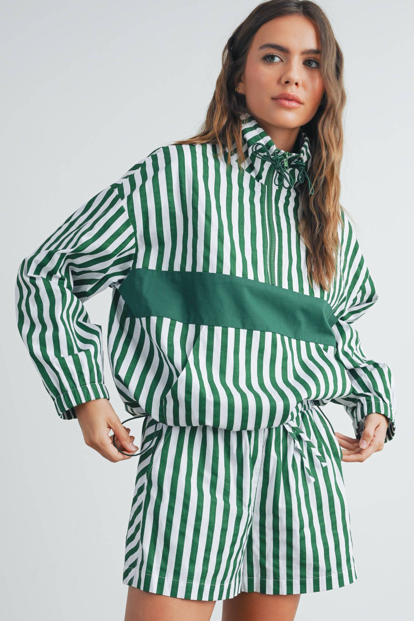 STRIPED DRAWSTRING POCKET BOXER SHORTS - BMP7534