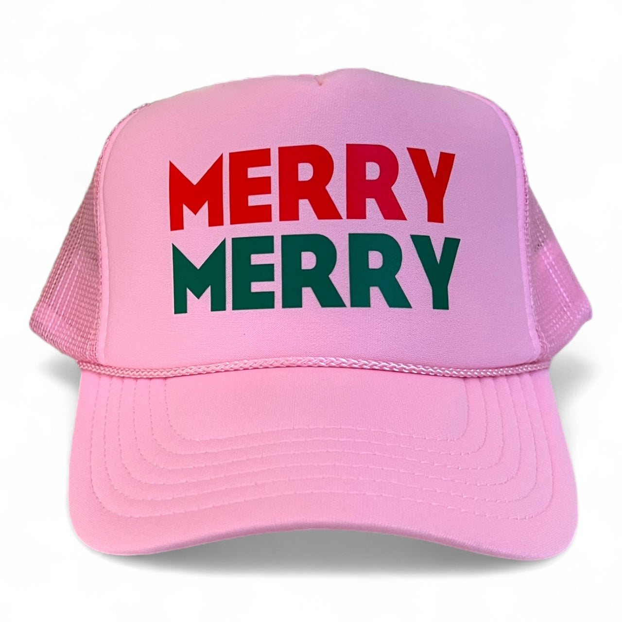MERRY MERRY Trucker Hat - Stacked Christmas Logo | Festive Holiday Hat