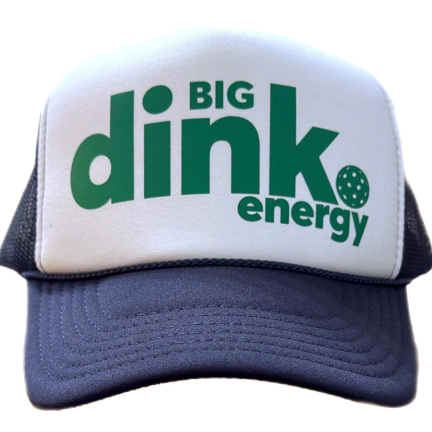 Trucker hat with 'BIG dink energy' text and logo on a white background