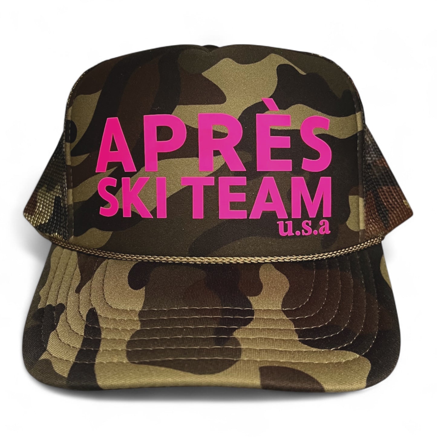 Après Ski Team Trucker Hat — Retro Rope Mesh Snapback