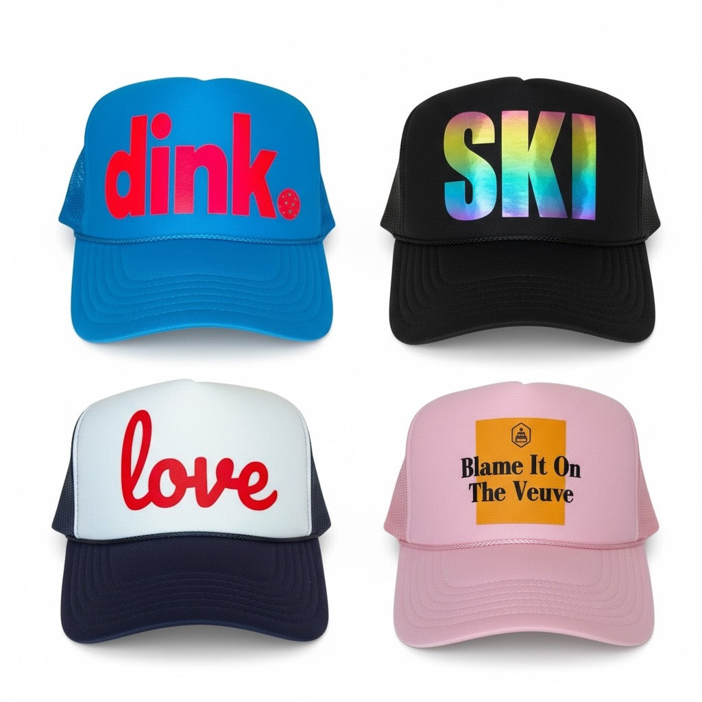 Unisex trucker hats collection — mesh back foam front caps designed by stevi.